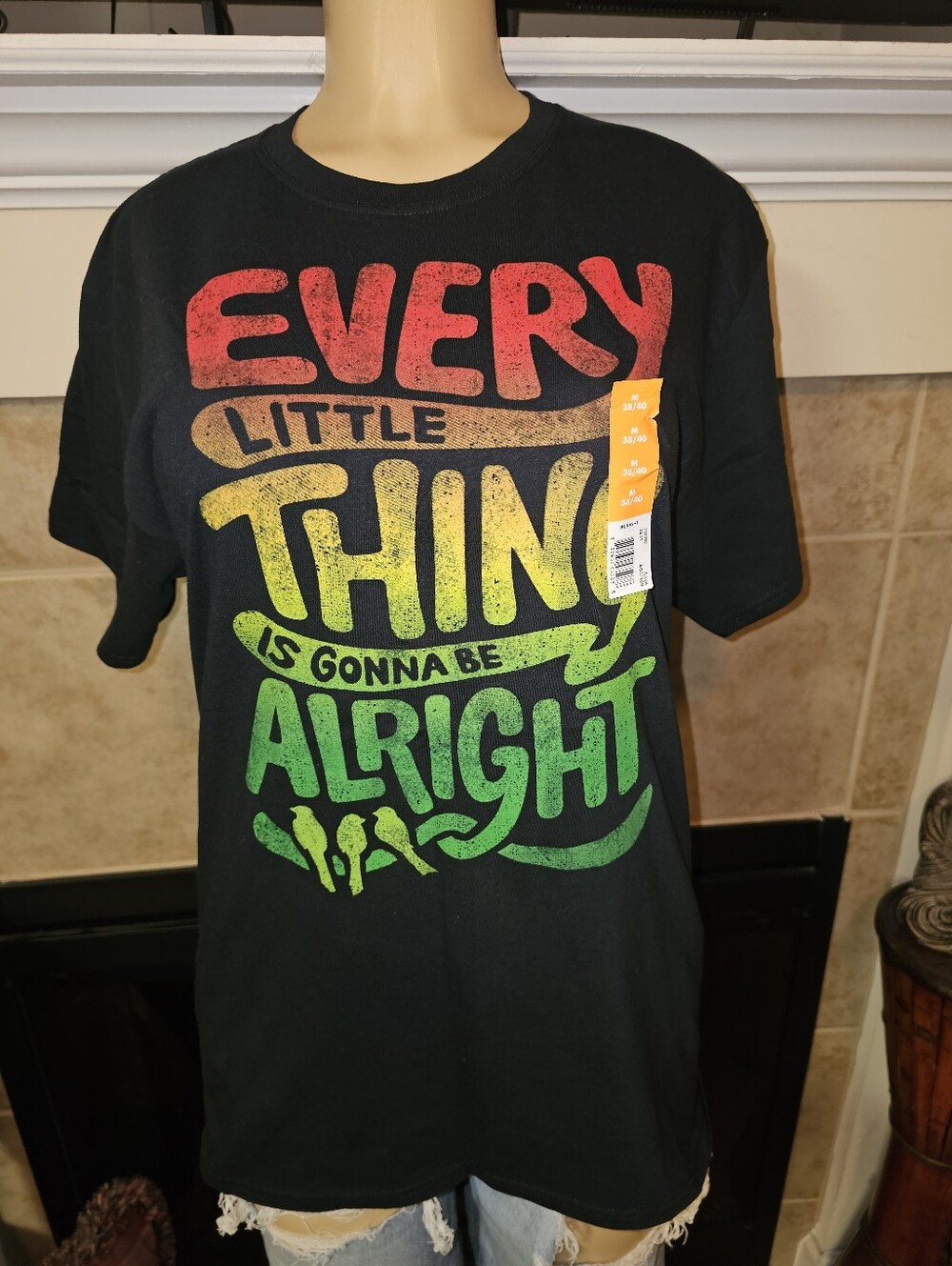 Vintage Bob Marley Three Little Birds Shirt Fruit Of The Loom Size MEDIUM New